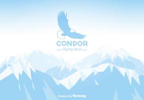 Paysage de montagne d'hiver de vecteur gratuit avec Condor