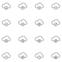 jeu d'icônes de ligne de données de stockage en nuage vecteur
