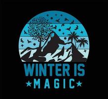 l'hiver est la conception de t-shirt magique vecteur
