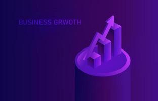 concept de croissance de l'entreprise. graphique croissant et graphique vers le haut de l'illustration vectorielle. profit, réalisation et succès de l'investissement des entreprises vecteur