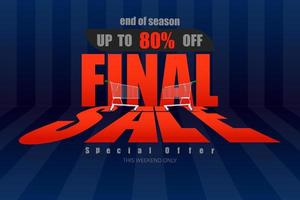 Vente finale jusqu'à 80 % offre spéciale de fin de saison ton bleu foncé illustration vecteur eps10