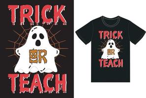 tromper ou enseigner la conception de t-shirt pour le jour d'halloween vecteur