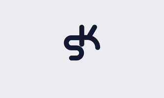 alphabet lettres initiales monogramme logo sk, ks, s et k vecteur