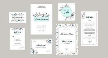 cartes de mariage collection d'hiver dans un style rustique doux. ensemble de conception de vecteur impression de mariage