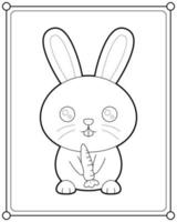 lapin kawaii tenant une carotte adaptée à l'illustration vectorielle de la page de coloriage pour enfants vecteur