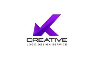 lettre k, logo k dégradé violet ou logo initial de lettre k pour votre entreprise ou modèle de logo alphabet k vecteur