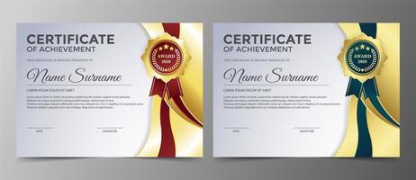 certificat de réussite avec rubans or, verts et rouges vecteur