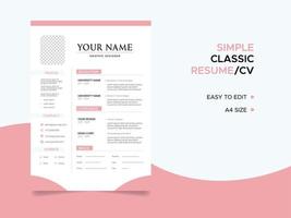 modèle de CV, modèle de CV de CV minimaliste, vecteur de CV d'emplois professionnels.