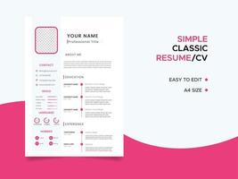 modèle de CV, modèle de CV de CV minimaliste, vecteur de CV d'emplois professionnels.