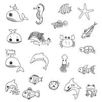 animaux doodle dessin à partir d'un ensemble de vecteurs à main levée vecteur