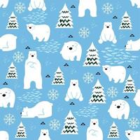 mignon ours polaires hiver sans soudure de fond vecteur