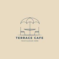 logo, icône et symbole d'art de ligne de café de terrasse, conception d'illustration de vecteur