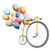 image vectorielle d'un vélo vintage. bouquet de ballons. style bande dessinée. eps 10 vecteur