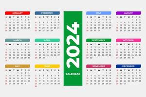 Modèle de calendrier 2024, vecteur modifiable