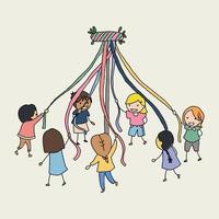 dessin mignon de maypole vecteur