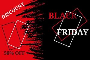 méga affiche pour la promotion du vendredi noir sur fond noir et rouge vecteur
