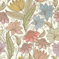 motif de contour floral coloré sans soudure vintage vecteur