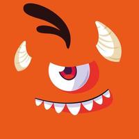 icône du design dessin animé monstre orange vecteur