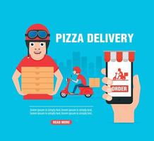 bannière plate de conception de concept de livraison de pizza vecteur