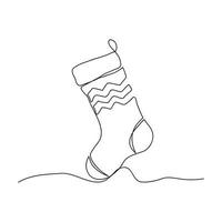 chaussette de noël un dessin au trait sur fond blanc. illustration vectorielle vecteur
