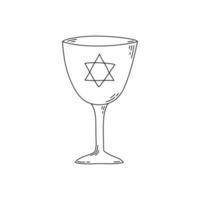 icône de vecteur linéaire dessiné main bol hanukkah isolé sur fond blanc. icône de doodle de hanukkah pour la conception web et ui, les applications mobiles et les produits d'impression