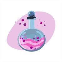 le fluide magique rose halloween plat dans le récipient en verre vecteur