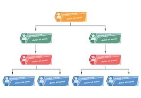 concept de structure d'entreprise coloré, schéma d'organigramme d'entreprise avec des icônes de personnes. illustration vectorielle. vecteur