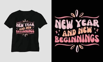 conception de t-shirt de style groovy bonne année vecteur