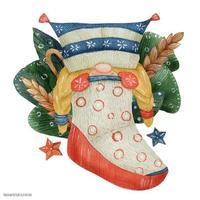 gnome scandinave de noël fille en bonnet tricoté bleu vecteur