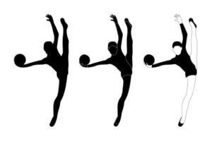 gymnaste design plat, illustration de silhouette de fille de gym. gymnastique. vecteur isolé