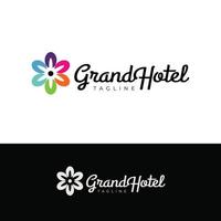 modèle de conception de logo fleur grand hôtel vecteur