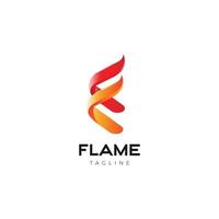 symbole abstrait de conception de logo de forme de feu de flamme vecteur