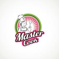 modèle de conception d'insigne de logo de maître de cuisine vecteur