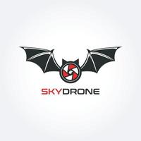 modèle de conception de logo de drone de ciel de chauve-souris volante vecteur