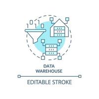 icône de concept turquoise d'entrepôt de données. référentiel d'informations idée abstraite illustration de la ligne mince. gestion de données. dessin de contour isolé. trait modifiable. vecteur