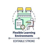 icône de concept d'environnements d'apprentissage flexibles. illustration de ligne mince d'idée abstraite d'éducation scolaire personnalisée. dessin de contour isolé. trait modifiable. vecteur