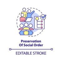 préservation de l'icône de concept d'ordre social. les institutions sociales fonctionnent illustration de ligne mince idée abstraite. dessin de contour isolé. trait modifiable. vecteur