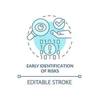 identification précoce des risques icône de concept turquoise. illustration de la ligne mince de l'avantage du traitement des données volumineuses. dessin de contour isolé. trait modifiable. vecteur