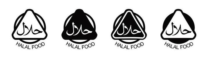 ensemble d'icônes halal illustration vectorielle de l'emblème du produit. ensemble d'étiquettes de produits alimentaires halal, étiquette de certificat de signe halal vectoriel. vecteur