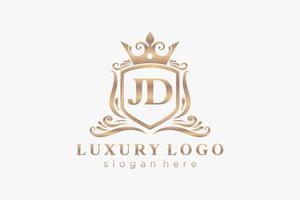 modèle initial de logo de luxe royal de lettre jd dans l'art vectoriel pour le restaurant, la royauté, la boutique, le café, l'hôtel, l'héraldique, les bijoux, la mode et d'autres illustrations vectorielles.