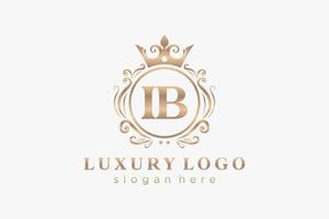 modèle initial de logo de luxe royal de lettre ib dans l'art vectoriel pour le restaurant, la royauté, la boutique, le café, l'hôtel, l'héraldique, les bijoux, la mode et d'autres illustrations vectorielles.