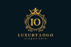 modèle initial de logo de luxe royal de lettre io dans l'art vectoriel pour le restaurant, la royauté, la boutique, le café, l'hôtel, l'héraldique, les bijoux, la mode et d'autres illustrations vectorielles.