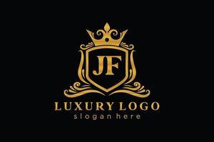 modèle initial de logo de luxe royal de lettre jf dans l'art vectoriel pour le restaurant, la royauté, la boutique, le café, l'hôtel, l'héraldique, les bijoux, la mode et d'autres illustrations vectorielles.