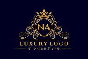 na lettre initiale or calligraphique féminin floral monogramme héraldique dessiné à la main antique style vintage luxe logo design vecteur premium