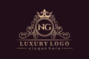 ng lettre initiale or calligraphique féminin floral monogramme héraldique dessiné à la main antique style vintage luxe logo design vecteur premium