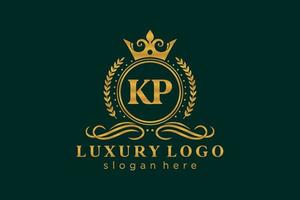 modèle initial de logo de luxe royal de lettre kp dans l'art vectoriel pour le restaurant, la royauté, la boutique, le café, l'hôtel, l'héraldique, les bijoux, la mode et d'autres illustrations vectorielles.