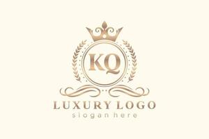 modèle initial de logo de luxe royal de lettre kq dans l'art vectoriel pour le restaurant, la royauté, la boutique, le café, l'hôtel, l'héraldique, les bijoux, la mode et d'autres illustrations vectorielles.