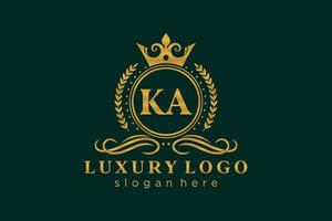 modèle initial de logo de luxe royal de lettre ka dans l'art vectoriel pour le restaurant, la royauté, la boutique, le café, l'hôtel, l'héraldique, les bijoux, la mode et d'autres illustrations vectorielles.