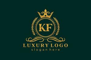 modèle initial de logo de luxe royal de lettre kf dans l'art vectoriel pour le restaurant, la royauté, la boutique, le café, l'hôtel, l'héraldique, les bijoux, la mode et d'autres illustrations vectorielles.