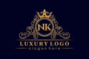 nk lettre initiale or calligraphique féminin floral monogramme héraldique dessiné à la main antique vintage style luxe logo design vecteur premium